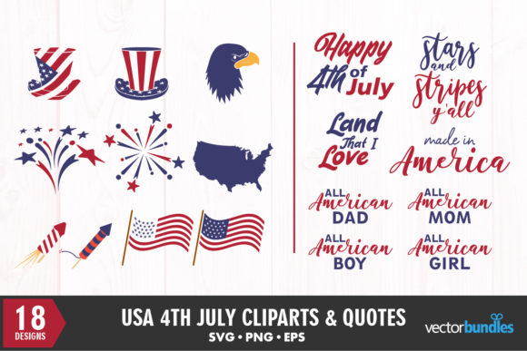 4th of July USA Bundle Clipart and Quote Review for Real Projects